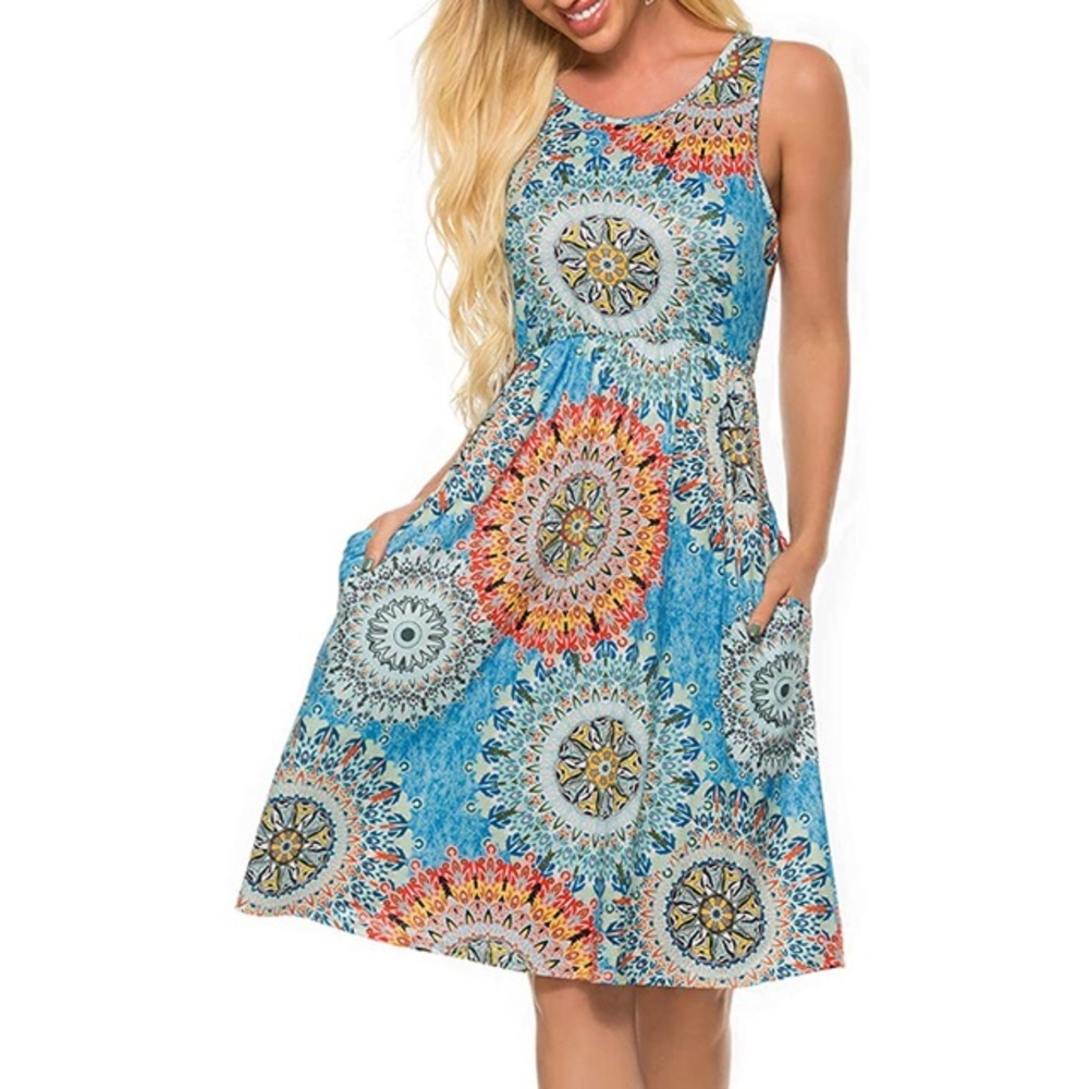 POCKETS! Mandala printed dress